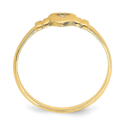 14K Yellow Gold Heart w/Cut-Out Cross Ring