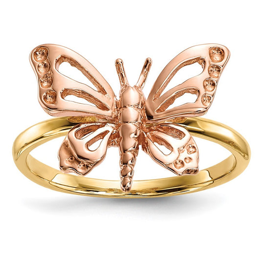 14K Two-tone Gold Polished Butterfly Ring
