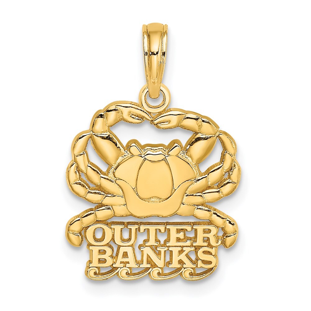 14k Yellow Gold Polished OUTER BANKS Crab Charm Pendant for Women