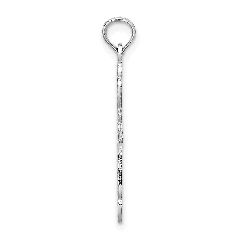 14k White Gold Polished and Cut-Out Cross Charm Pendant for Women