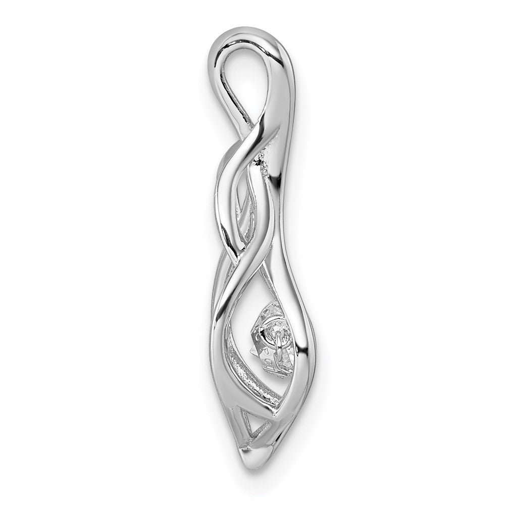 Sterling Silver Dangle Vibrant Moving Cubic Zirconia Open Teardrop Swirl Pendant