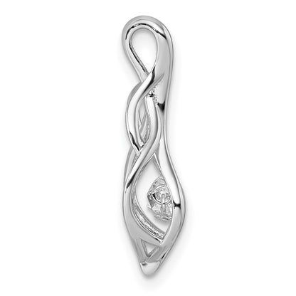 Sterling Silver Dangle Vibrant Moving Cubic Zirconia Open Teardrop Swirl Pendant