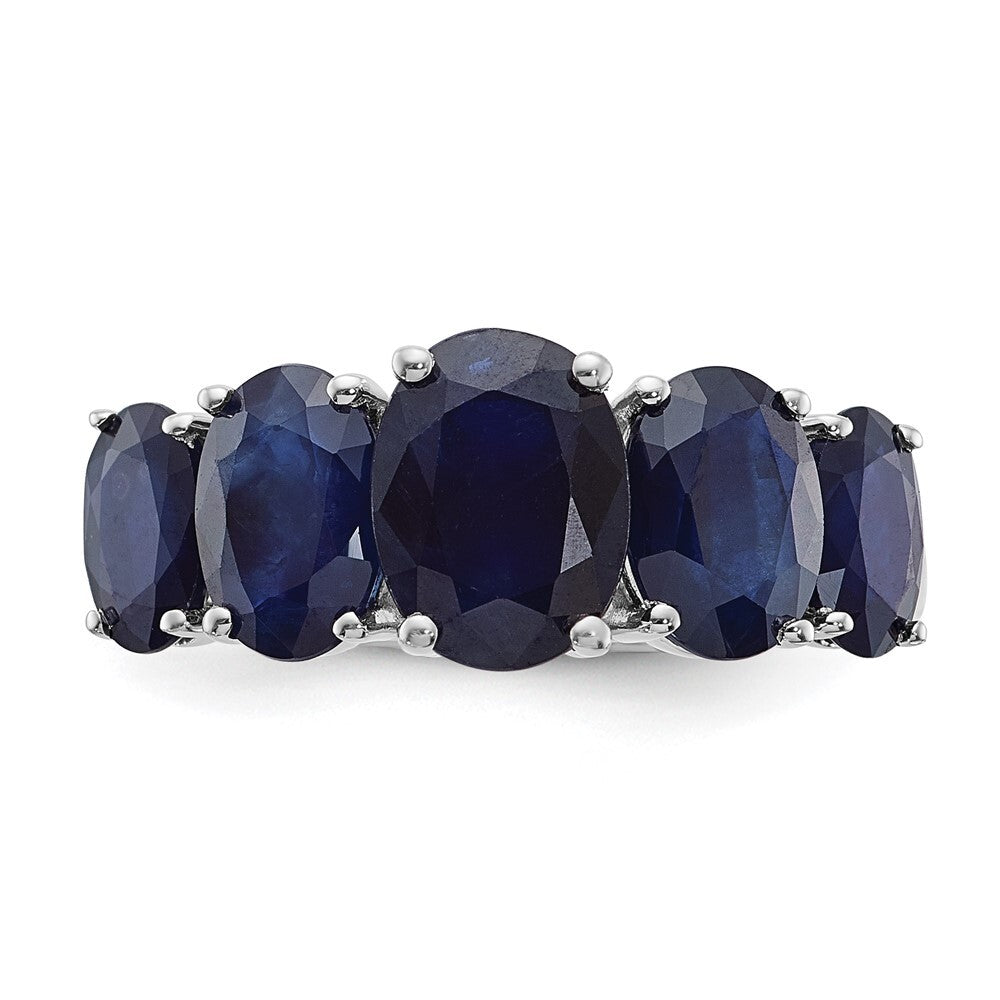 Sterling Silver Rhodium-plated Lab Created Sapphire Ring Size 7