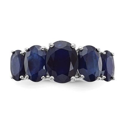 Sterling Silver Rhodium-plated Lab Created Sapphire Ring Size 7