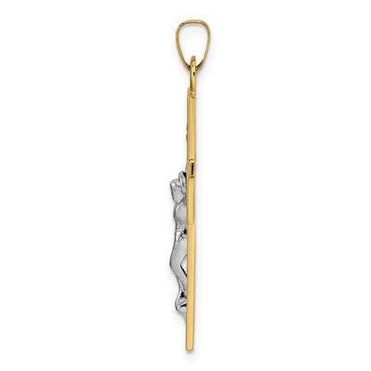 14k Two-Tone Gold Polished Solid INRI Crucifix Pendant