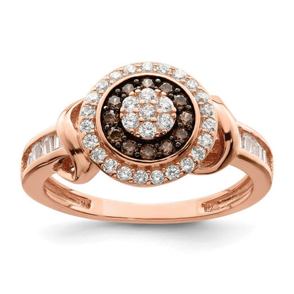 Sterling Silver Rose-tone Black Rhodium-plated CZ Fancy Ring Size 8