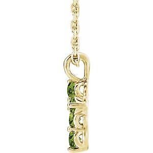 14k Yellow Gold Natural Peridot Cross Pendant Necklace 16-18"