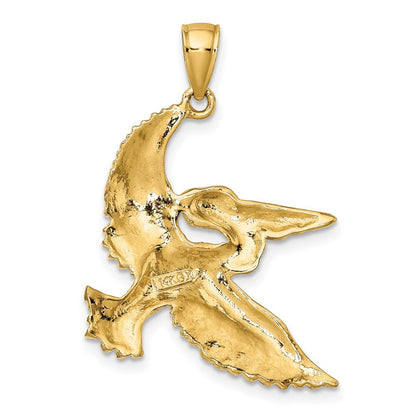 14k Yellow Gold with White Rhodium Flying Pelican Charm