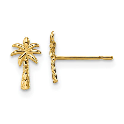 14k Yellow Gold Palm Tree Stud Earrings