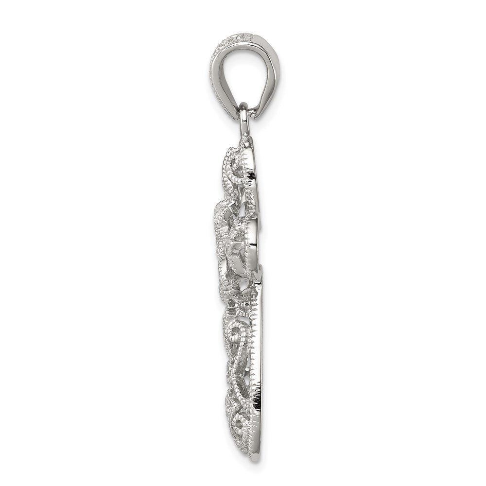 Sterling Silver Rhodium-plated Cubic Zirconia Cross Pendant