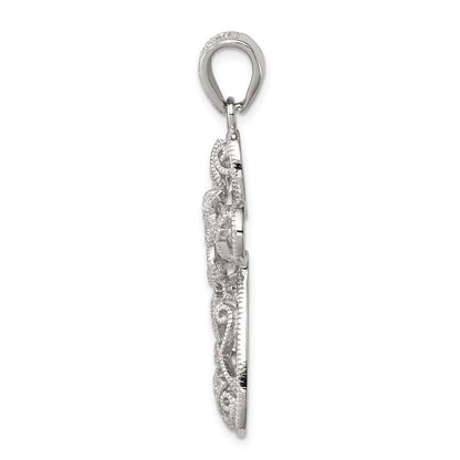 Sterling Silver Rhodium-plated Cubic Zirconia Cross Pendant