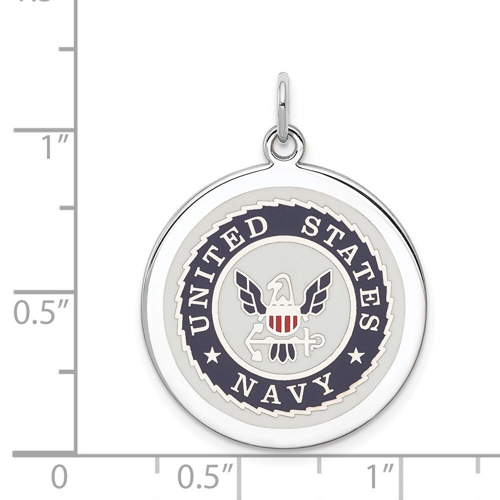 Sterling Silver Rhodium-plated US Navy Disc