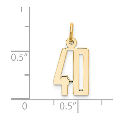 14k Yellow Gold Small Elongated Number 40 Charm Pendant for Women