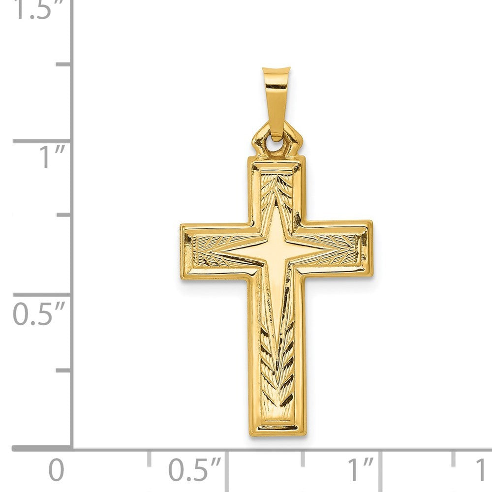 14k Yellow Gold Brushed and Polished Latin Cross Pendant