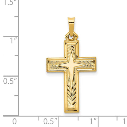14k Yellow Gold Brushed and Polished Latin Cross Pendant