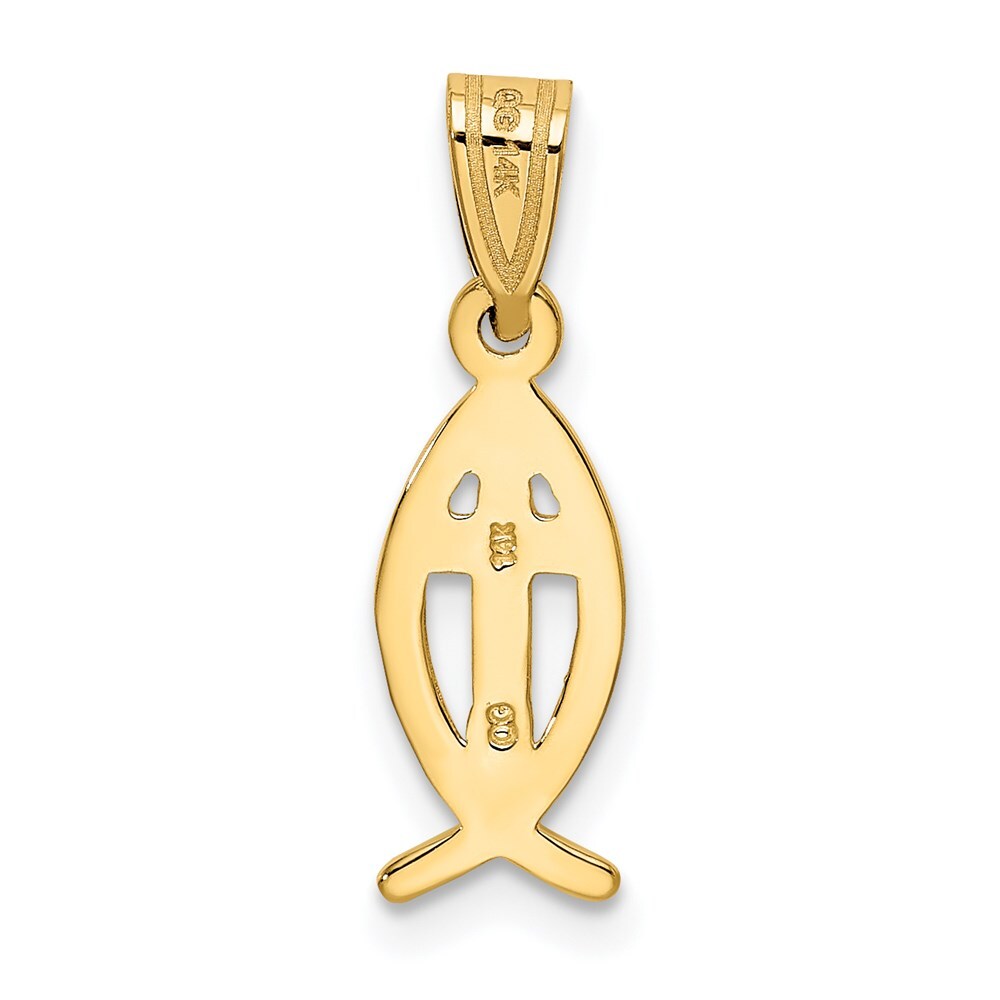 14k Yellow Gold Ichthus Fish Charm Pendant for Women