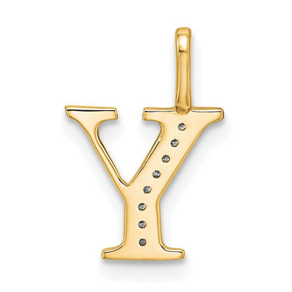 14k Yellow Gold Diamond Letter Y Initial Pendant