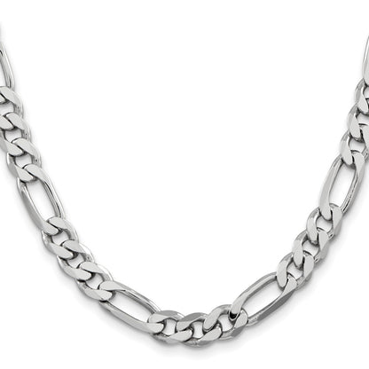 Sterling Silver Rhodium-plated 7.75mm Figaro Chain Necklace
