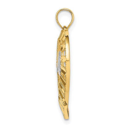 14k Yellow Gold w Rhodium MADRE in Heart Charm