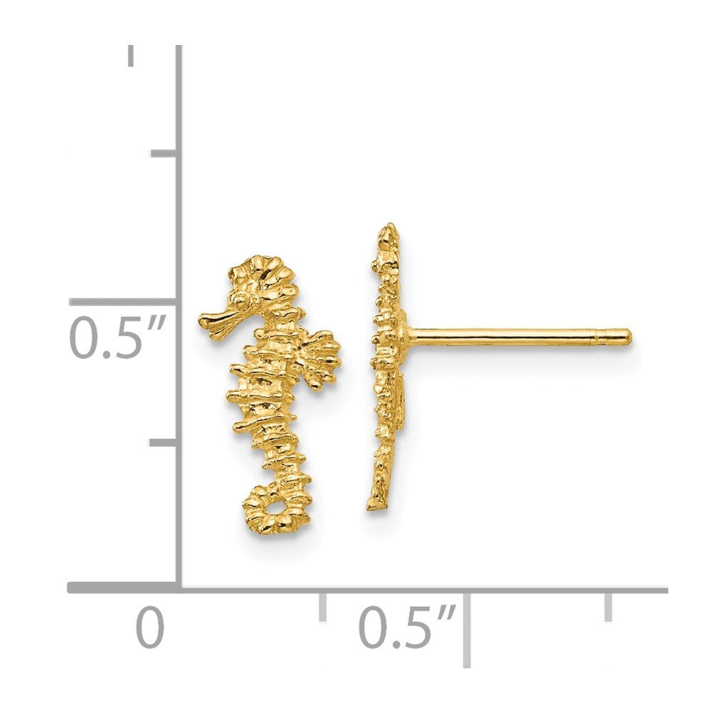 14k Yellow Gold Mini Left and Right Seahorse Stud Earrings Gift for Women