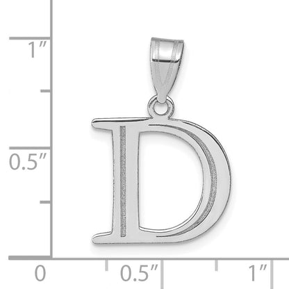14k White Gold Polished Etched Letter D Initial Pendant