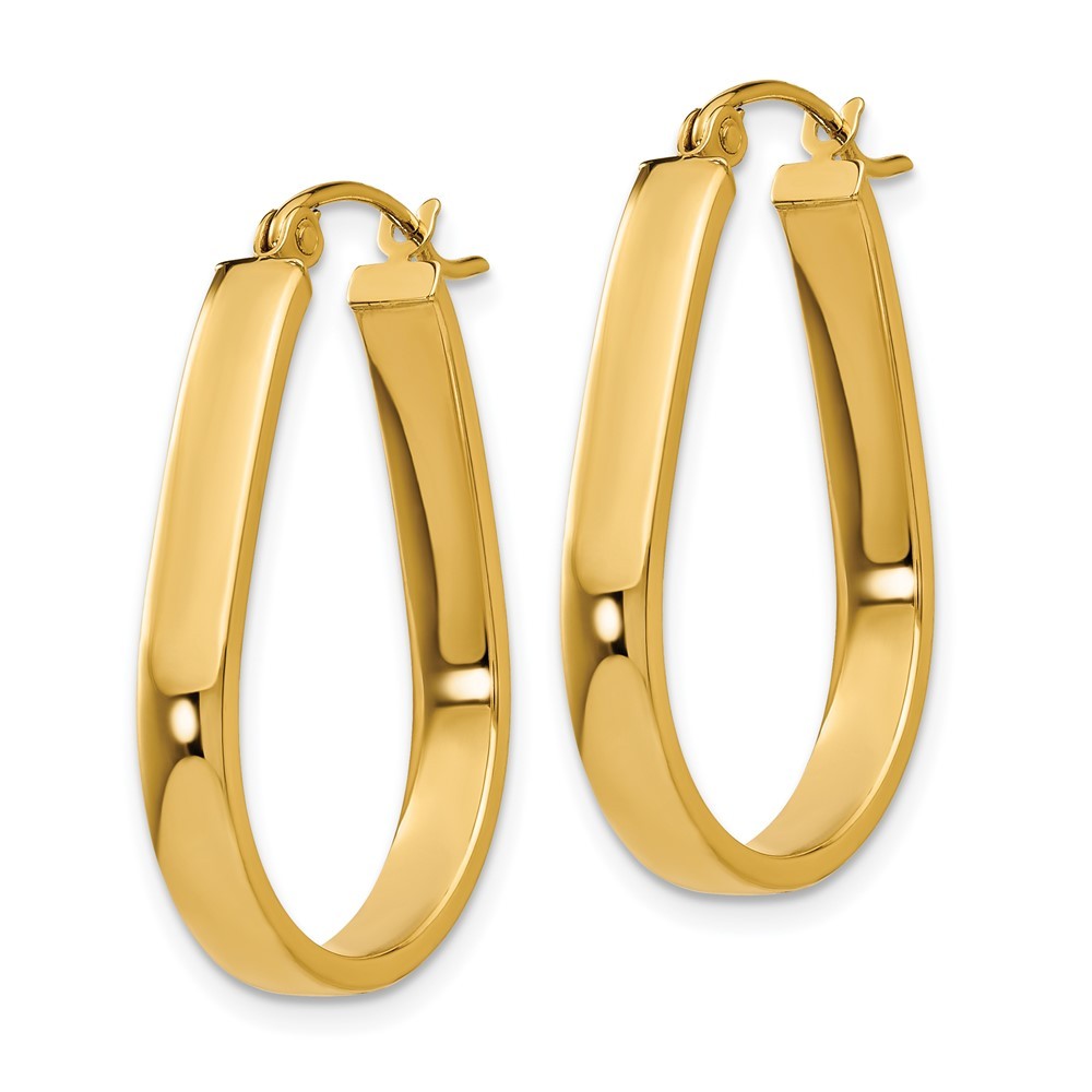 14k Yellow Gold Polished 3.5mm Oval Hoop Earrings