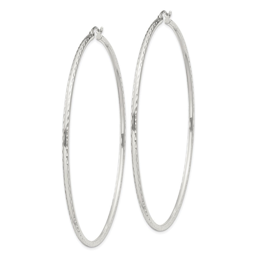 Sterling Silver 2mm Diamond Cut Hoop Earrings