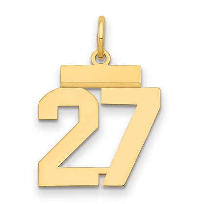 14k Yellow Gold Small Polished Number 27 Charm Pendant for Women