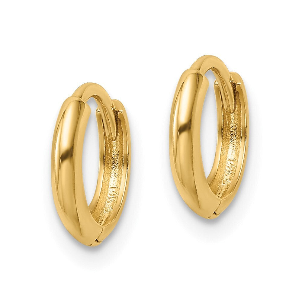 14k Yellow Gold Polished Hinged Hoop Earrings Gift for Women