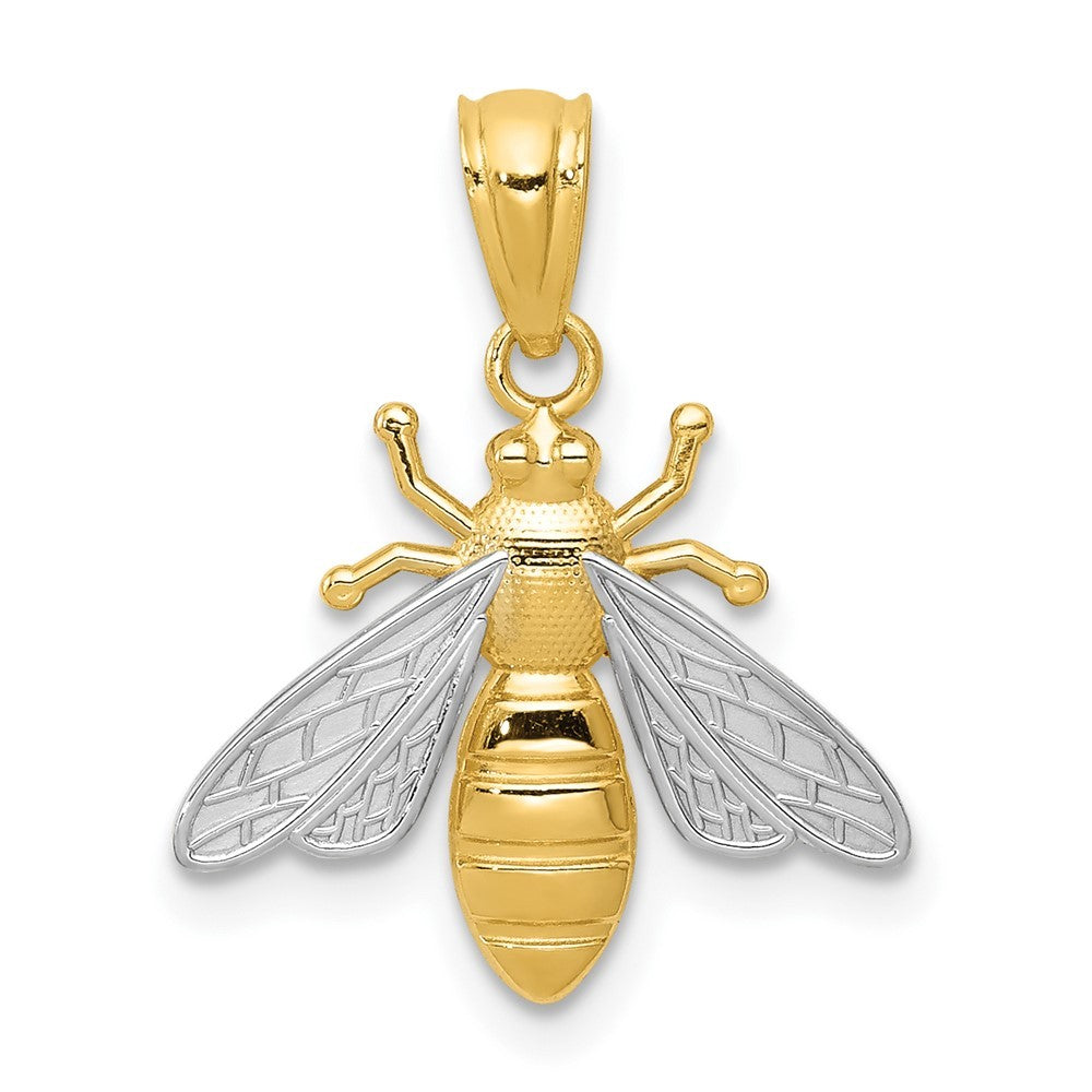 14k Yellow Gold w/Rhodium Bee Pendant