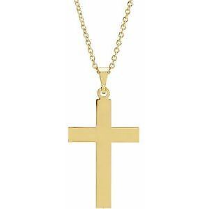 14k Yellow Gold 22 x 14 mm Cross Pendant Necklace 18"