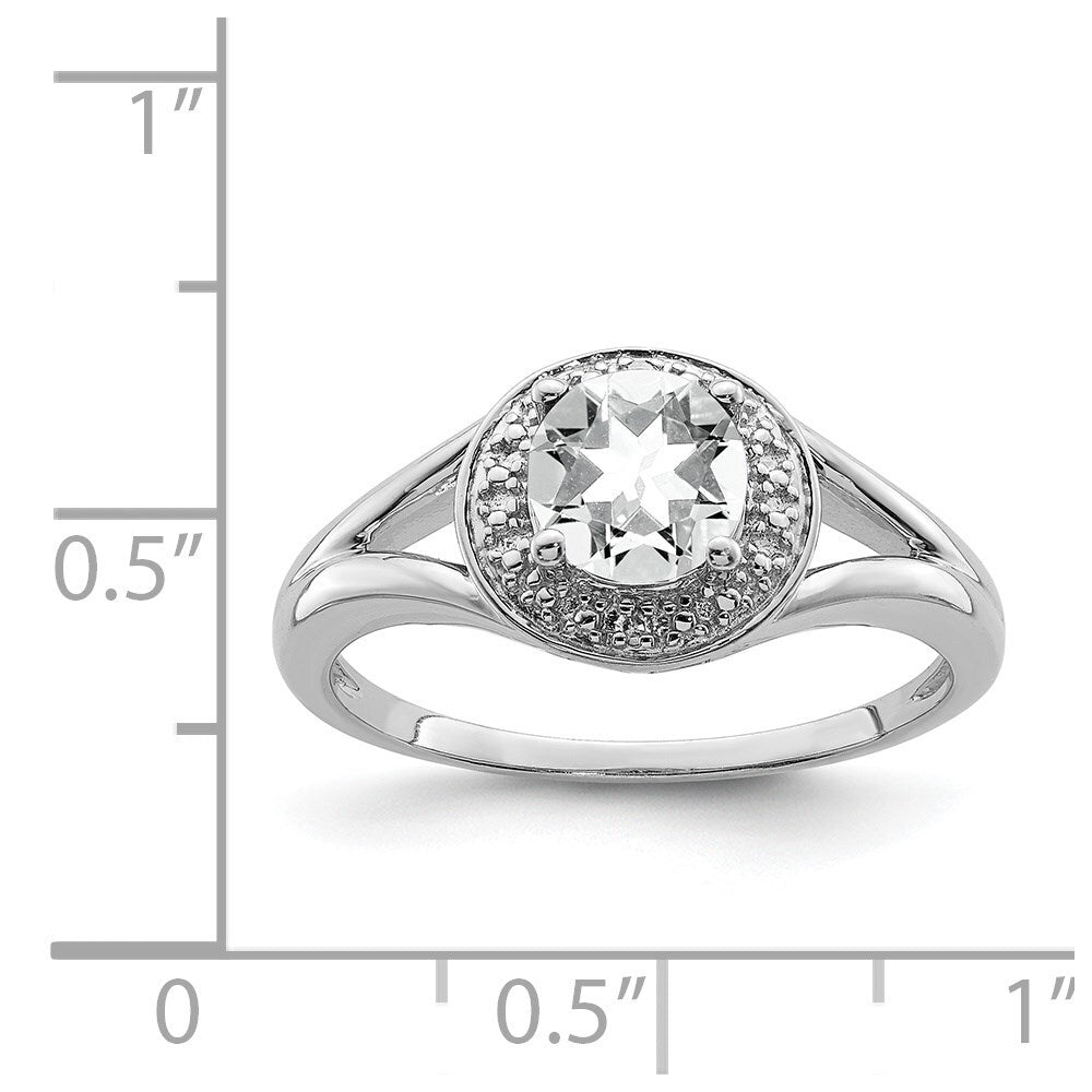 Sterling Silver Rhodium-plated Diamond & White Topaz Ring