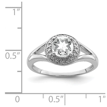 Sterling Silver Rhodium-plated Diamond & White Topaz Ring