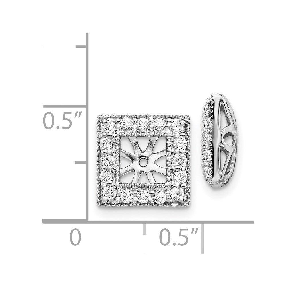14k White Gold Diamond Square Jacket Earrings