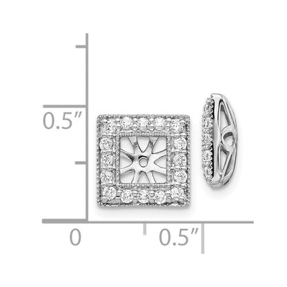 14k White Gold Diamond Square Jacket Earrings