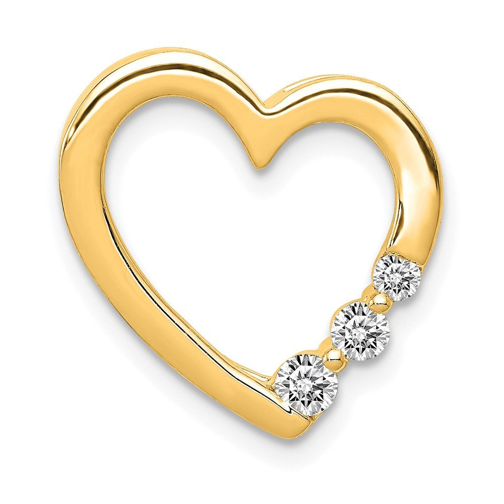 14k Yellow Gold 1/6ct. Diamond Heart Chain Slide