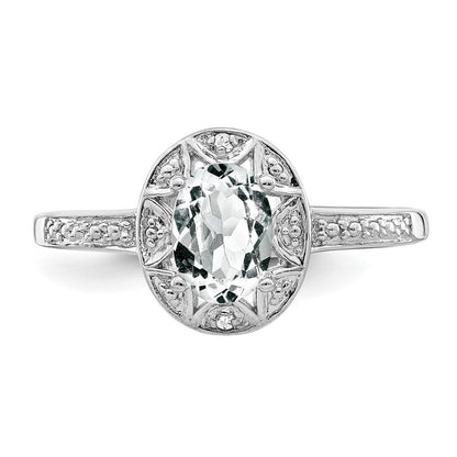Sterling Silver Rhodium-plated Diamond & White Topaz Ring