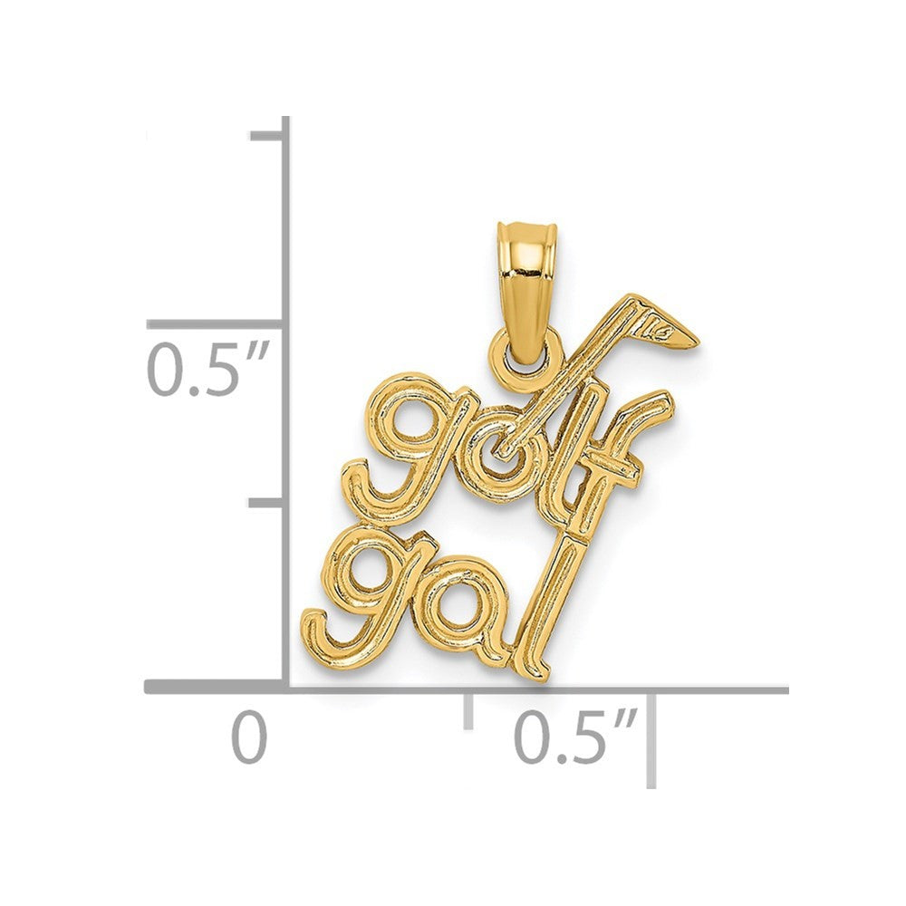 14k Yellow Gold Solid Polished GOLF GAL Charm