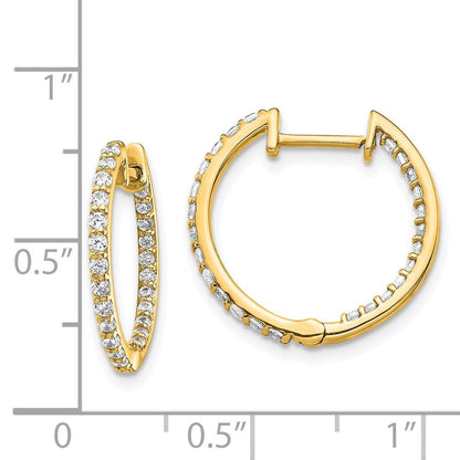 14k Yellow Gold Diamond In/Out Hinged Hoop Earrings