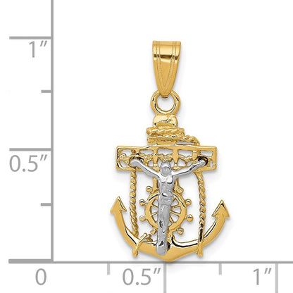 14k Two-tone Gold Mariners Cross Pendant for Women