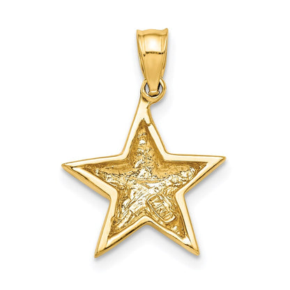 14k Yellow Gold Polished Star Pendant for Women