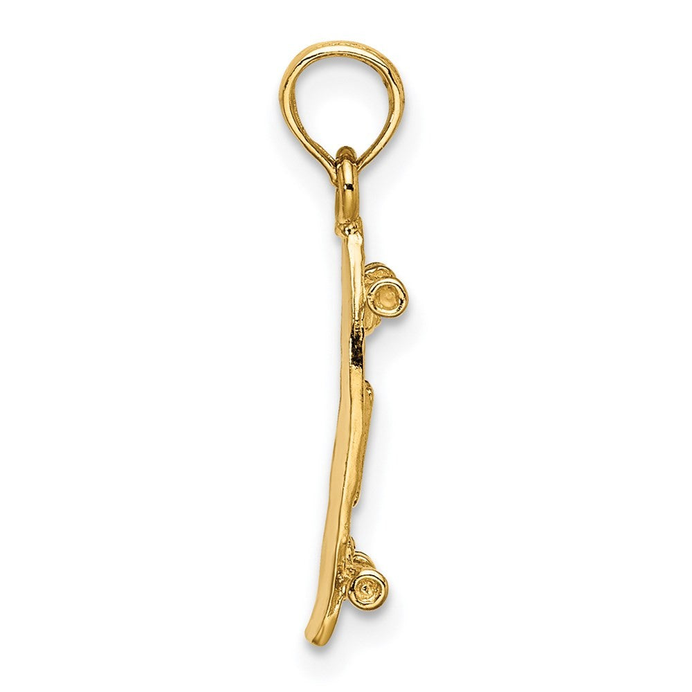 14k Yellow Gold 3-D Skate Board Charm