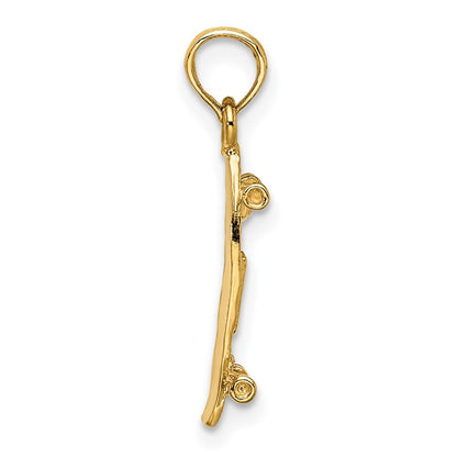 14k Yellow Gold 3-D Skate Board Charm