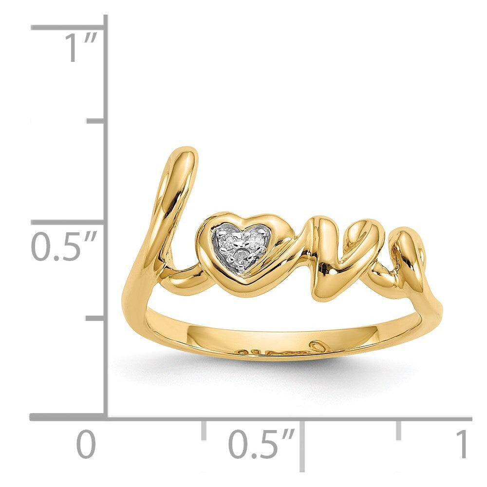 14K Yellow Gold Diamond LOVE Ring Size 7
