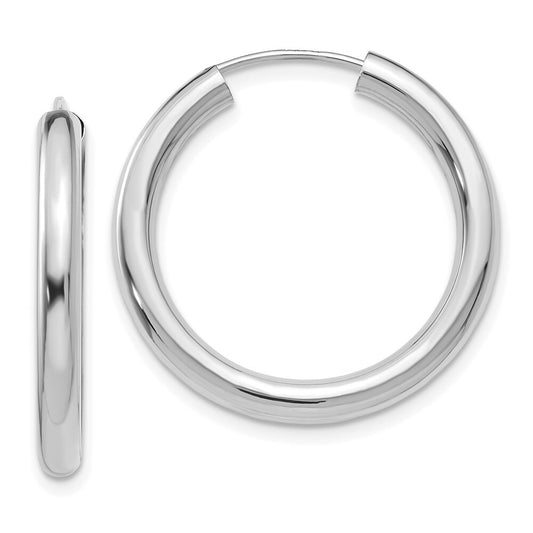 14k White Gold Polished Endless Tube Hoop Earrings Gift for Women