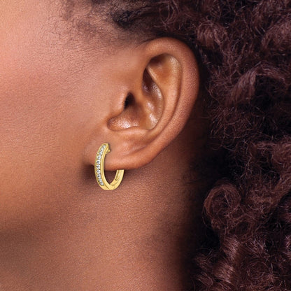 14k Yellow Gold Diamond Hinged Hoop Earrings