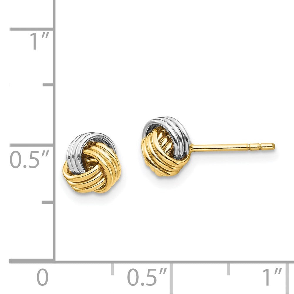 14k Yellow Gold White Rhodium Love Knot Earring Gift for Women