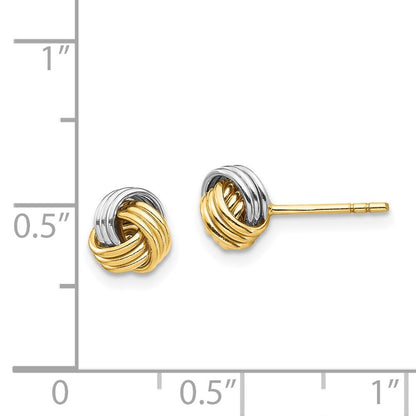 14k Yellow Gold White Rhodium Love Knot Earring Gift for Women