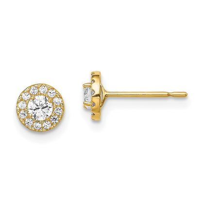 14k Yellow Gold Cubic Zirconia CircleEarrings Gift for Women