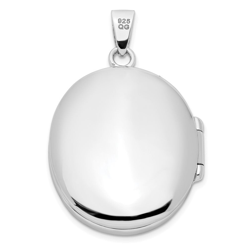 Sterling Silver Rhodium-plated Fancy Cubic Zirconia Oval Locket